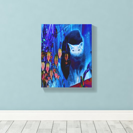 Fantasy Blue Siamese Cat Canvas Afdruk (Insitu (Houten vloer))