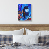 Fantasy Blue Siamese Cat Canvas Afdruk (Insitu (Slaapkamer))