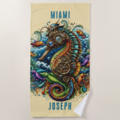 FANTASY BLUE & TAN STEAMPUNK ZEEPAARDJE STRANDLAKEN (Voorkant)