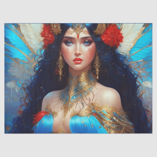 Fantasy Blue Water Fairy Mermaid Decoupage Tissuepapier (Voorkant)