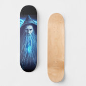 Fantasy Blue Wizard illustratie Thunder Graphic Persoonlijk Skateboard (Voorkant)