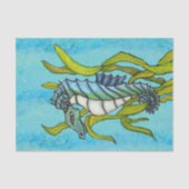 Fantasy Blue Zee Dragon Seahorse Seaweed Tissuepapier (Voorkant)