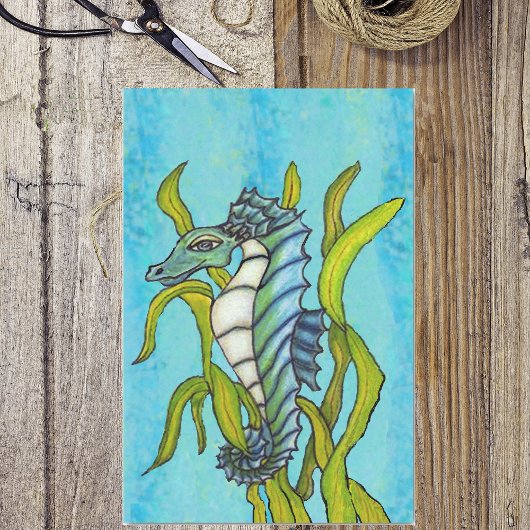 Fantasy Blue Zee Dragon Seahorse Seaweed Tissuepapier