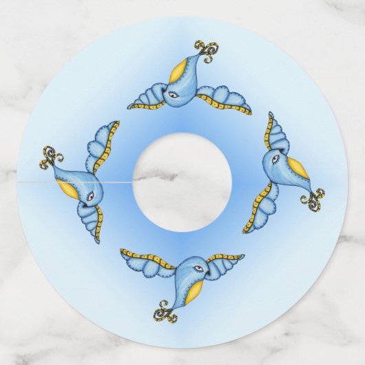 Fantasy Bluebird Fancy Wings Yellow Tail Wijnglaslabel (Voorkant)
