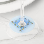 Fantasy Bluebird Fancy Wings Yellow Tail Wijnglaslabel (Dichtbij)