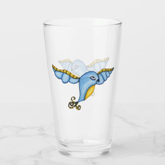Fantasy Bluebird in Flight Yellow Tail Glas (Achterkant)