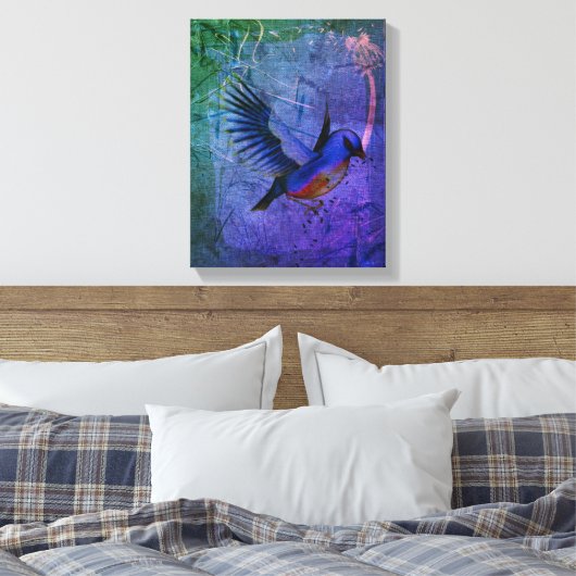 Fantasy Bluebird Natuur Art Canvas Afdruk (Insitu (Slaapkamer))