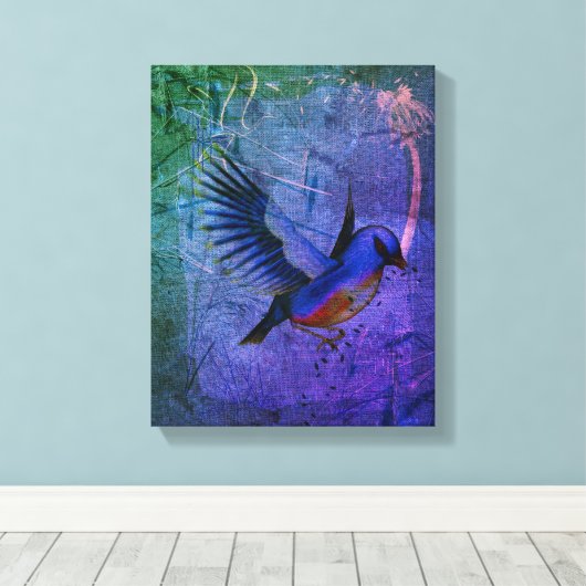 Fantasy Bluebird Natuur Art Canvas Afdruk (Insitu (Houten vloer))