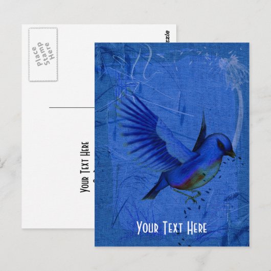 Fantasy Bluebird Natuur Briefkaart (Voorkant / Achterkant)
