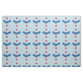 Fantasy Bluebird Red Hearts Blue Eyes Stof (Fat Quarter)