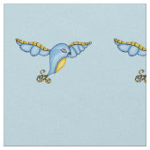  Fantasy Bluebird Yellow Accidents Scroll Tail Stof (Close Up)