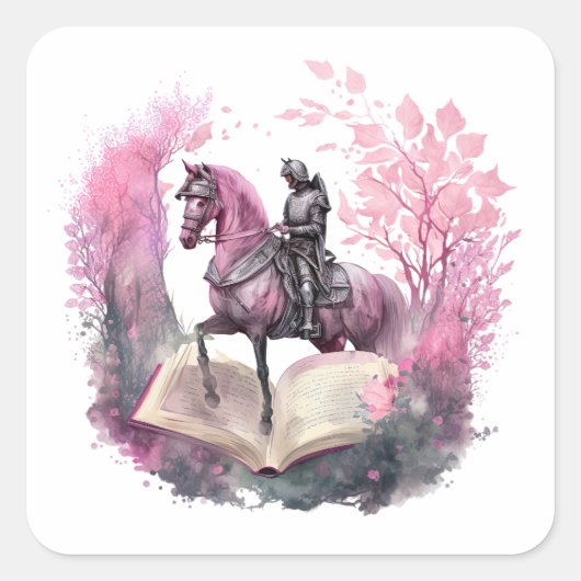 Fantasy Boek Liefhebber Ontwerp Vierkante Sticker (Voorkant)