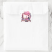 Fantasy Boek Liefhebber Ontwerp Vierkante Sticker (Tas)