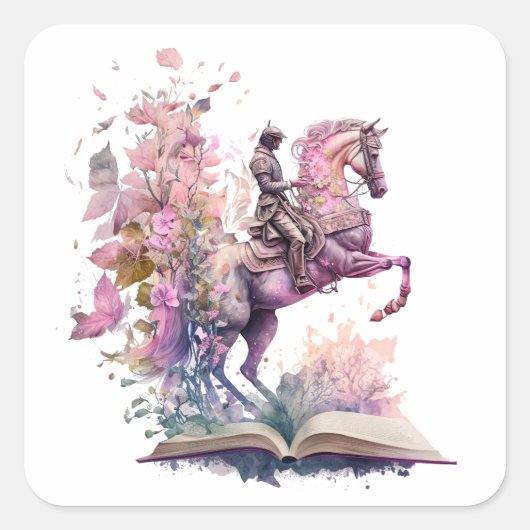 Fantasy Boek Liefhebber Ontwerp Vierkante Sticker (Voorkant)