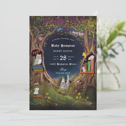 Fantasy Boeken voor Baby shower Kaart (Staand voorkant)