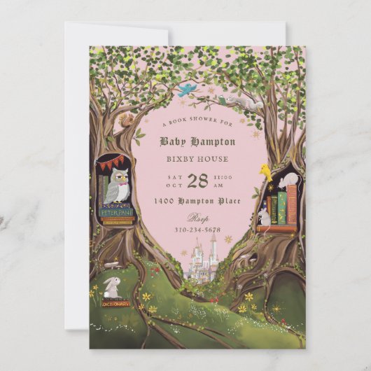 Fantasy boeken voor Baby shower Pink Green Kaart (Voorkant)