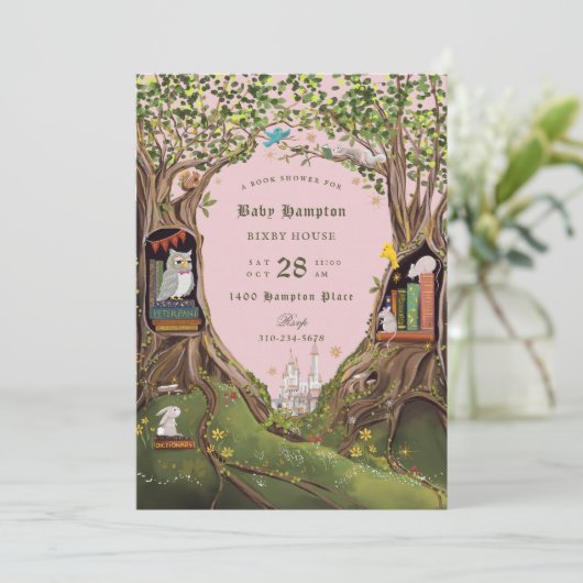 Fantasy boeken voor Baby shower Pink Green Kaart (Staand voorkant)