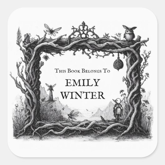 Fantasy-boekenplaatsticker Vierkante Sticker (Voorkant)