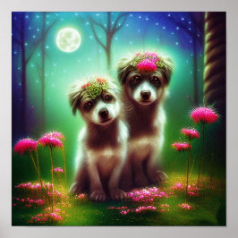 Fantasy bohemen puppies poster