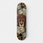 Fantasy Boho Jungle Tiger Head Mixed Media Persoonlijk Skateboard (Voorkant)