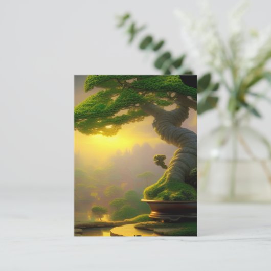 Fantasy Bonsai Tree Digital Art Briefkaart (Staand voorkant)