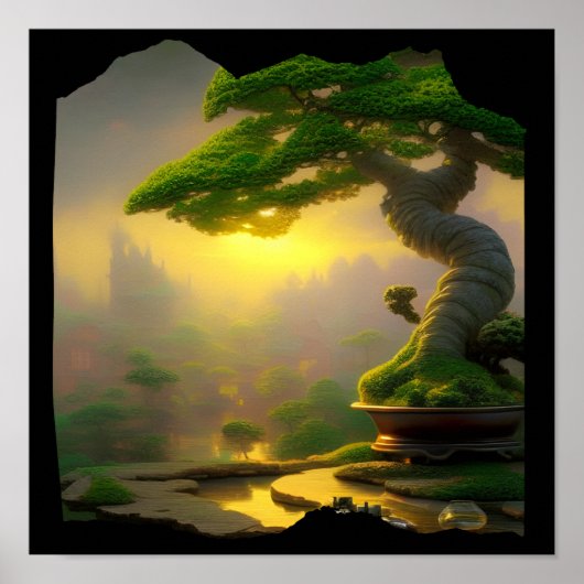 Fantasy Bonsai Tree Digital Art Poster (Voorkant)