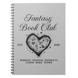 Fantasy Book Club Typografie & Heart doodle sketch Notitieboek