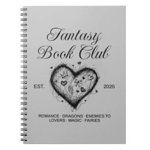 Fantasy Book Club Typografie & Heart doodle sketch Notitieboek