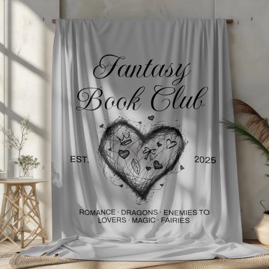 Fantasy Book Club Typografie & Heart doodle sketch Sherpa Deken