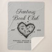 Fantasy Book Club Typografie & Heart doodle sketch Sherpa Deken (Voorkant)