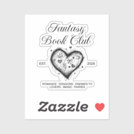 Fantasy Book Club Typografie & Heart doodle sketch Sticker