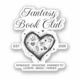 Fantasy Book Club Typografie & Heart doodle sketch Sticker