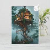 Fantasy Boomhuis Digitale Kunst Flat Kaart (Staand voorkant)