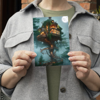 Fantasy Boomhuis Digitale Kunst Flat Kaart
