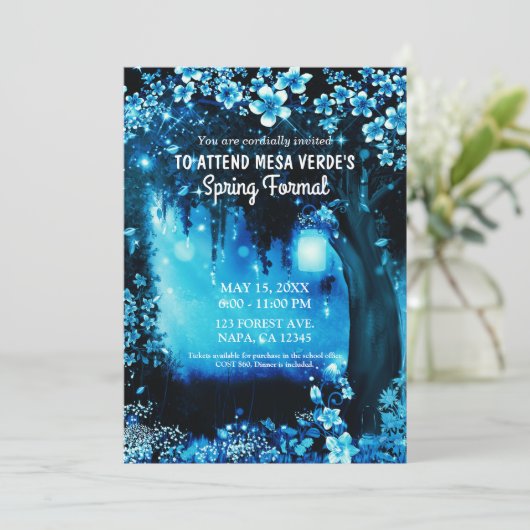 Fantasy Bos Betoverd Blauw Woud Galabal Kaart (Staand voorkant)