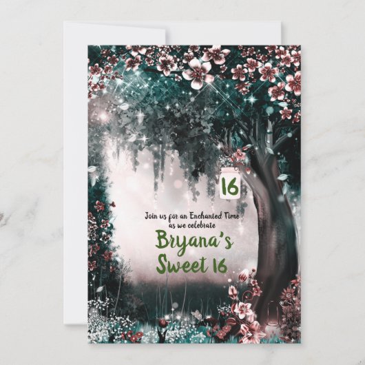 Fantasy Bos Betoverde Blush Bos Sweet 16 Kaart (Voorkant)