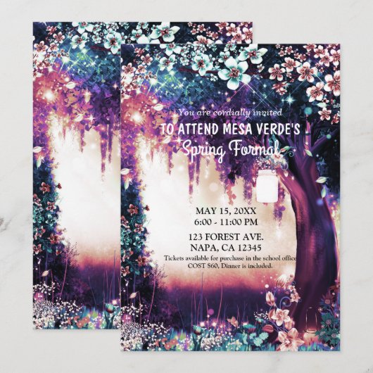 Fantasy Bos Betoverde Zomer Bos Promotie Uitnodigi Kaart (Voorkant / Achterkant)