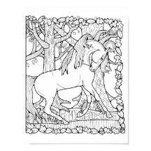 Fantasy Bos Bomen Eenhoorn Kleurplaat Kunst