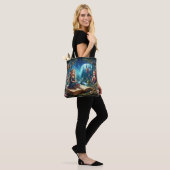 Fantasy Bos Elfen, Faeries Kleurrijke Groene Kunst Tote Bag (Op model)