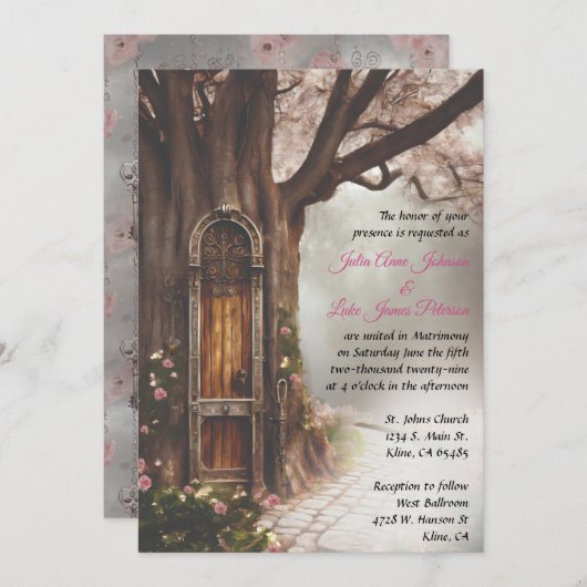 Fantasy Bos Fairy Door uitnodiging (Voorkant / Achterkant)