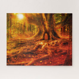 Fantasy bos kunst puzzel, betoverd bos legpuzzel