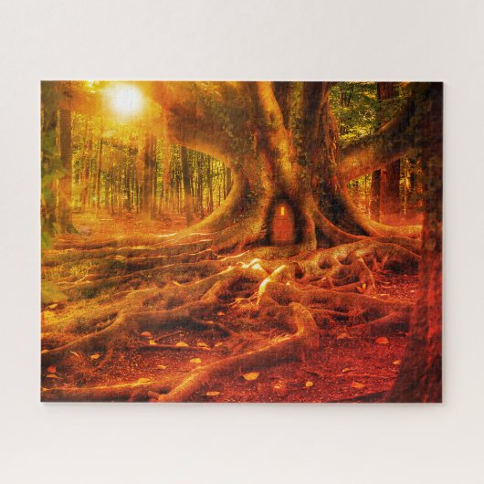Fantasy bos kunst puzzel, betoverd bos legpuzzel (Horizontaal)