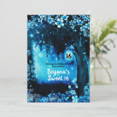 Fantasy Bos Sprookjesachtig Blauw Woud Sweet 16 Kaart (Staand voorkant)