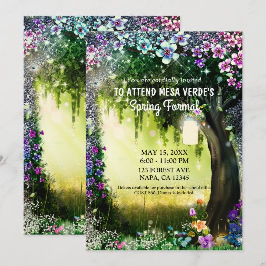 Fantasy Bos Sprookjesachtige Gloeiende Bos Prom Kaart (Voorkant / Achterkant)