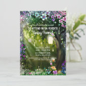 Fantasy Bos Sprookjesbos Bloemen Prom Kaart (Staand voorkant)