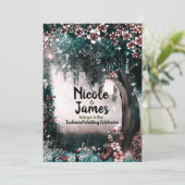 Fantasy Bos Verliefde Blush Bos Bruiloft Kaart (Staand voorkant)