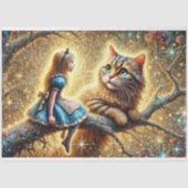 Fantasy Bos Vrienden Alice en Kat Decoupage Tissuepapier (Voorkant)