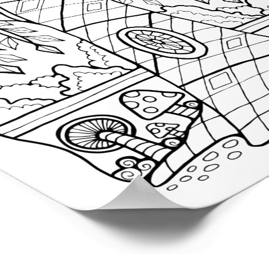 Fantasy Bos Willow Boom Kleurplaat Art Poster (Hoek)