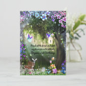 Fantasy bosdieren betoverd feest kaart (Staand voorkant)