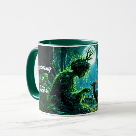 Fantasy bosgodin en zachte herten kunst mok (Voorkant links)